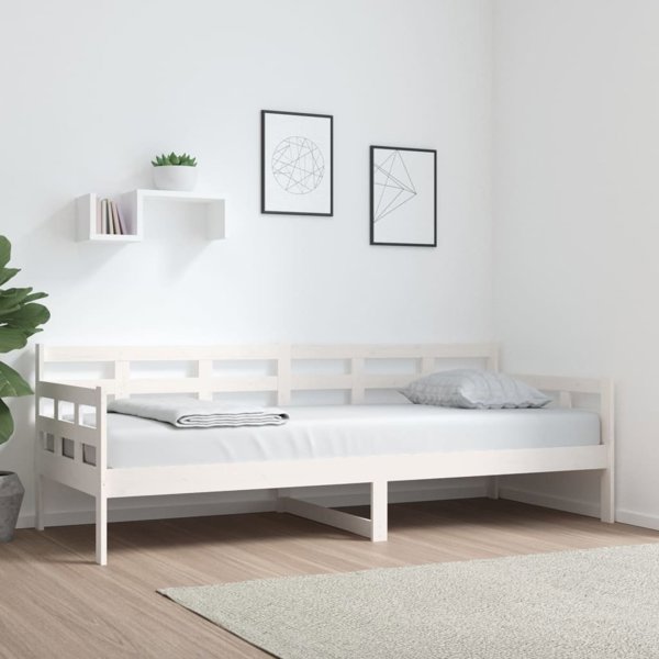 vidaXL Κρεβάτι ημέρας λευκό, μασίφ ξύλο πεύκου, 80x200 cm