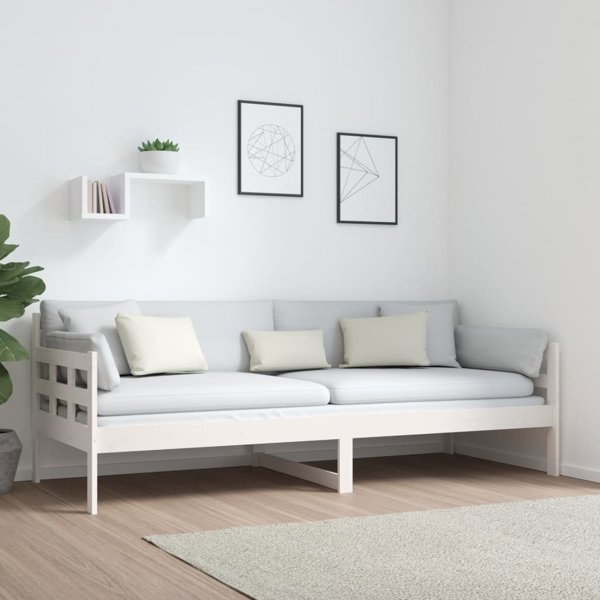 vidaXL Κρεβάτι ημέρας λευκό, μασίφ ξύλο πεύκου, 80x200 cm