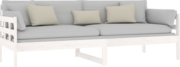vidaXL Κρεβάτι ημέρας λευκό, μασίφ ξύλο πεύκου, 80x200 cm