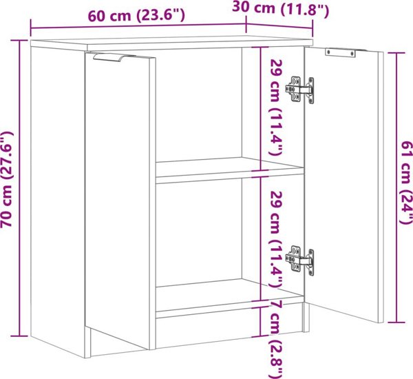 vidaXL Ντουλάπι, παλιό ξύλο, 60x30x70 εκ, ξυλοειδές υλικό