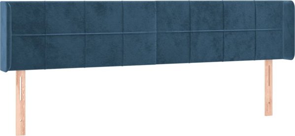 vidaXL Κεφαλάρι κρεβατιού με LED σκούρο μπλε 203x16x78/88 εκ βελούδο