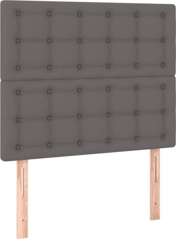 vidaXL Κρεβάτι Κοντινεντάλ με Στρώμα και LED, Γκρι Συνθετικό Δέρμα 90x190 cm