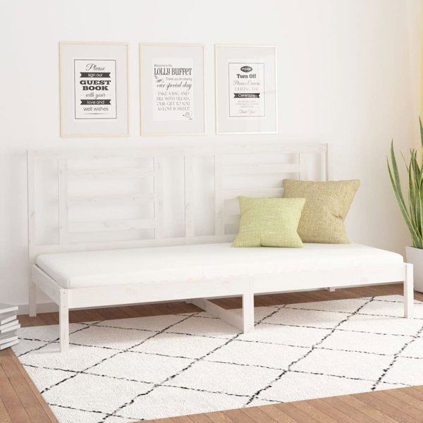 vidaXL Lozko dzienne, white, 80x200 cm, lite drewno sosnowe