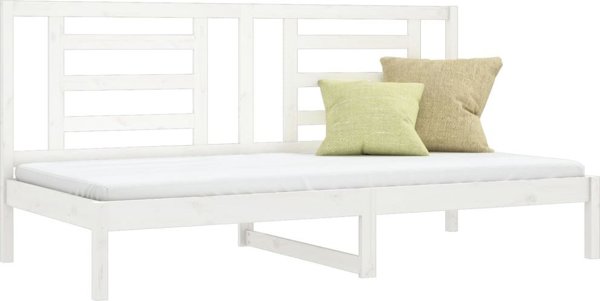 vidaXL Lozko dzienne, white, 80x200 cm, lite drewno sosnowe