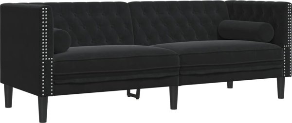 vidaXL Σετ καθιστικού Chesterfield 3 τεμαχίων μαύρο βελούδο