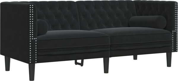 vidaXL Σετ καθιστικού Chesterfield 3 τεμαχίων μαύρο βελούδο