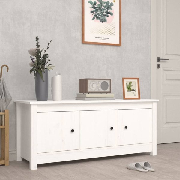 vidaXL Ντουλάπα παπουτσιών, λευκή, 110x38x45,5 cm, μασίφ πεύκο