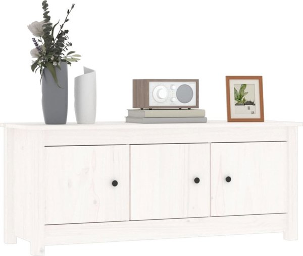 vidaXL Ντουλάπα παπουτσιών, λευκή, 110x38x45,5 cm, μασίφ πεύκο