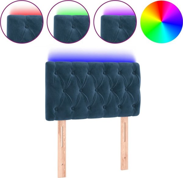vidaXL Zaglowek do lozka z LED, ciemnoniebieski 80x7x78/88 cm, aksamit
