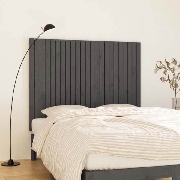 vidaXL Κεφαλάρι κρεβατιού, γκρι, 146,5x3x110 cm, από μασίφ πεύκο