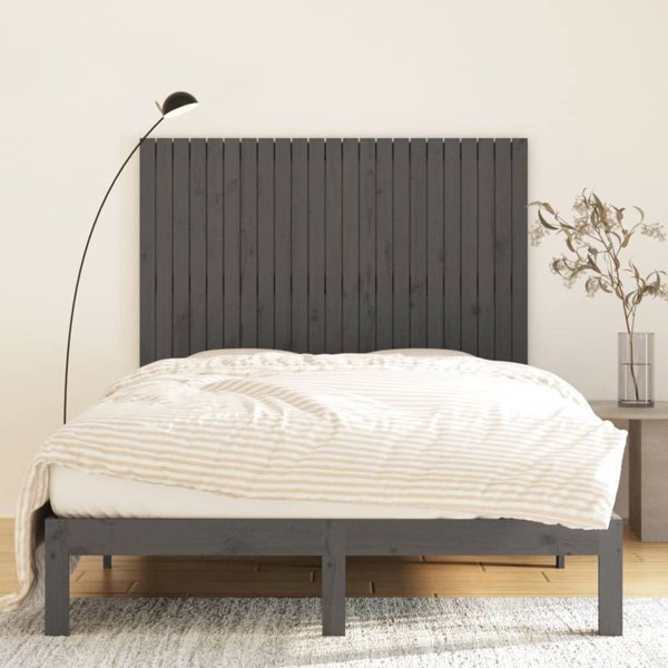 vidaXL Κεφαλάρι κρεβατιού, γκρι, 146,5x3x110 cm, από μασίφ πεύκο