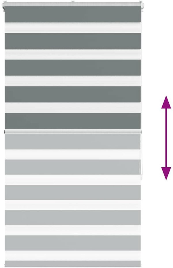 Ρολό Zebra vidaXL Σκούρο Γκρι Πολυεστέρας