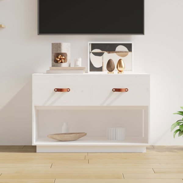vidaXL Έπιπλο τηλεόρασης, λευκό, 90x40x60 εκ., μασίφ πεύκο