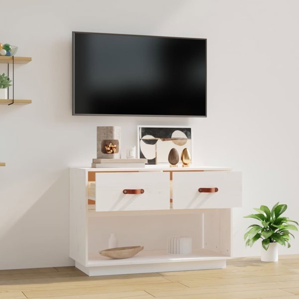 vidaXL Έπιπλο τηλεόρασης, λευκό, 90x40x60 εκ., μασίφ πεύκο