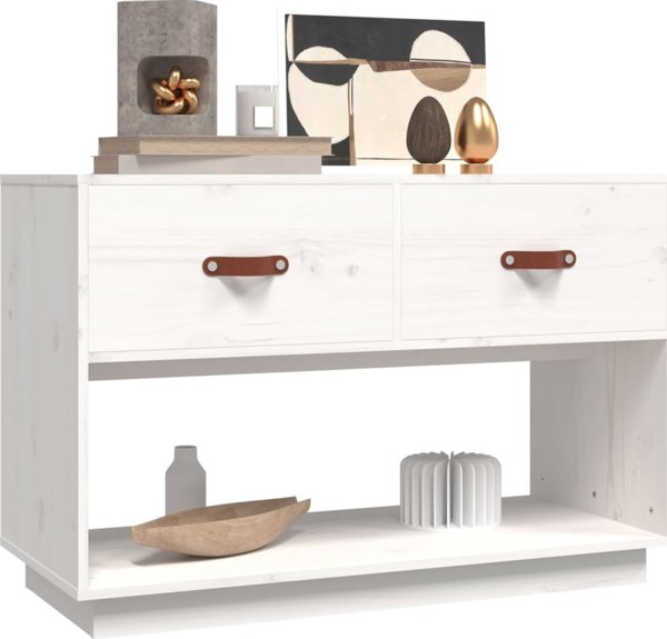 vidaXL Έπιπλο τηλεόρασης, λευκό, 90x40x60 εκ., μασίφ πεύκο
