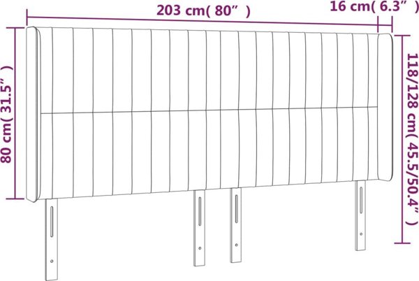 vidaXL Ζαγκλόβεκ για κρεβάτι με LED, μπλε, 203x16x118/128 εκ, ύφασμα