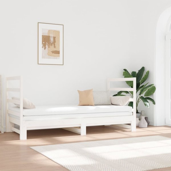 vidaXL Επεκτεινόμενο κρεβάτι, λευκό, 2x(90x190) cm, μασίφ πεύκο