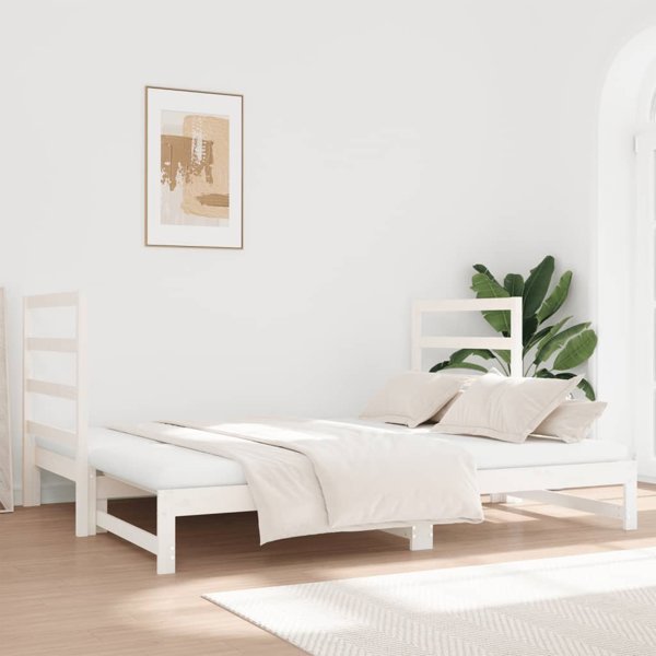 vidaXL Επεκτεινόμενο κρεβάτι, λευκό, 2x(90x190) cm, μασίφ πεύκο