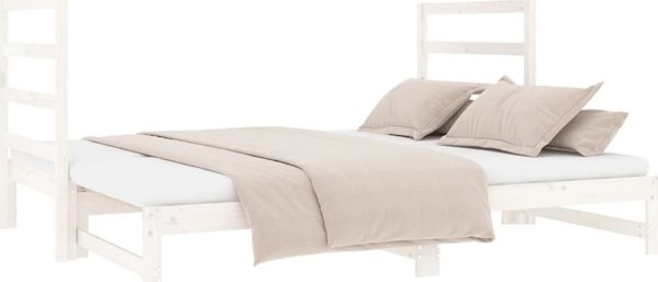 vidaXL Επεκτεινόμενο κρεβάτι, λευκό, 2x(90x190) cm, μασίφ πεύκο