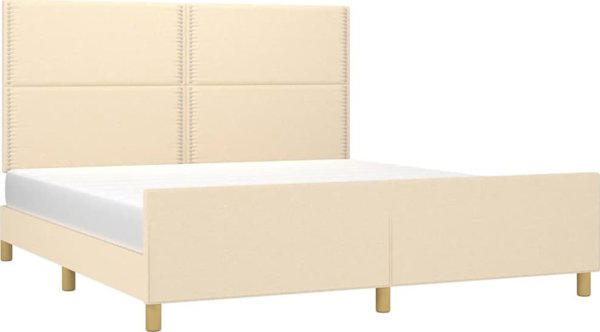 vidaXL Κρεβατοκάμαρα με κεφαλάρι εκρού 180x200 cm με υφασμάτινη επένδυση