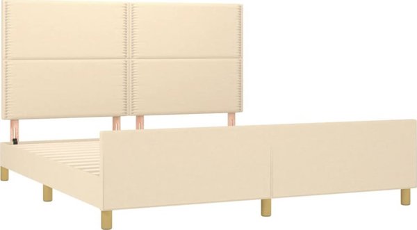 vidaXL Κρεβατοκάμαρα με κεφαλάρι εκρού 180x200 cm με υφασμάτινη επένδυση