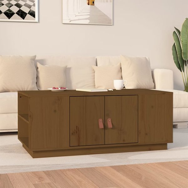 vidaXL Τραπεζάκι καφέ, μέλι καφέ, 100x50x41 εκ, συμπαγές πεύκο