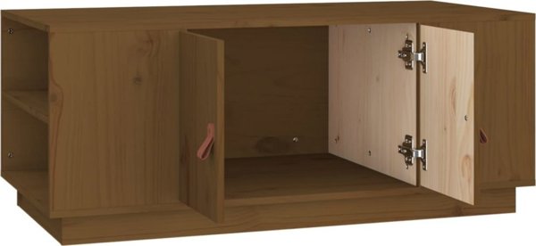 vidaXL Τραπεζάκι καφέ, μέλι καφέ, 100x50x41 εκ, συμπαγές πεύκο