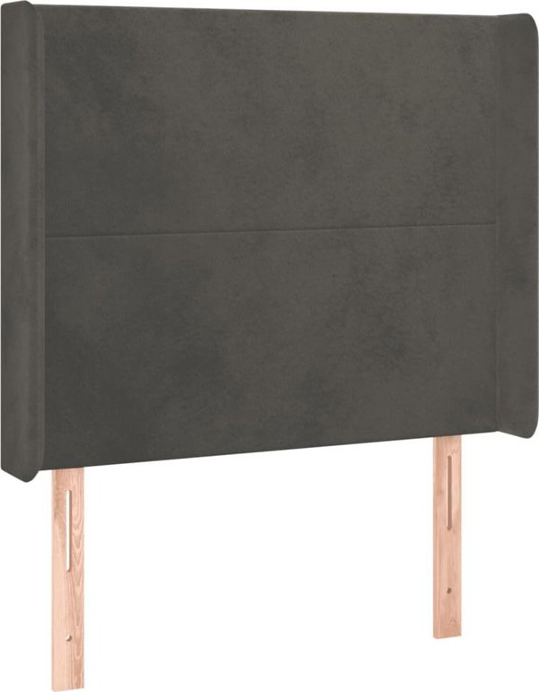 vidaXL Lozko kontynentalne z materacem i LED, szary aksamit, 100x200 cm
