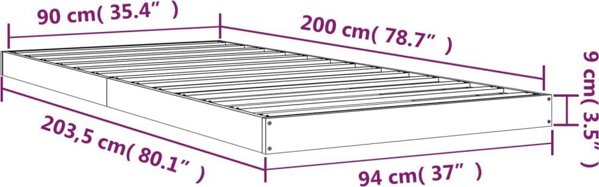 vidaXL Rama lozka, 90 x 200 cm, lite drewno sosnowe