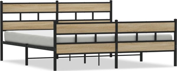 vidaXL Metalowa rama lozka bez materaca dab sonoma 193x203 cm
