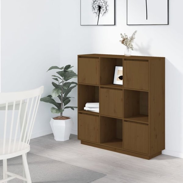 vidaXL Ντουλάπι, μελί καφέ, 110,5x35x117 εκ, μασίφ πεύκο