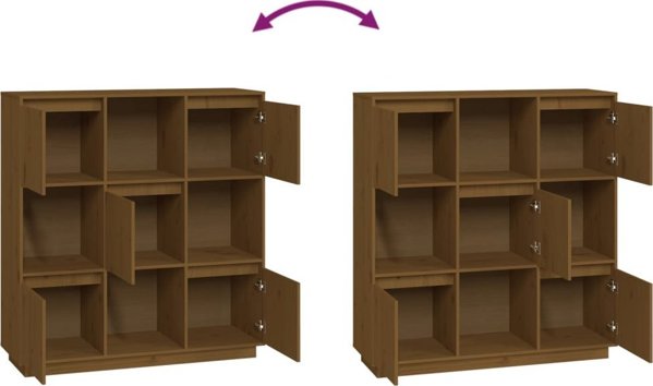 vidaXL Ντουλάπι, μελί καφέ, 110,5x35x117 εκ, μασίφ πεύκο