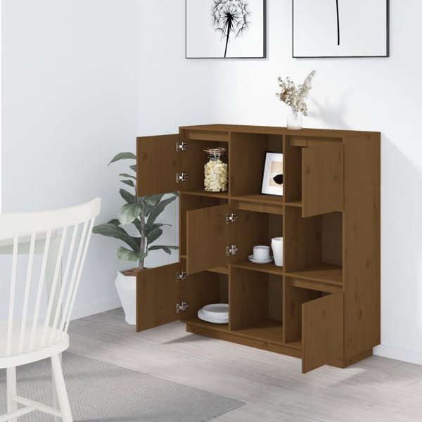 vidaXL Ντουλάπι, μελί καφέ, 110,5x35x117 εκ, μασίφ πεύκο
