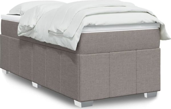 vidaXL Κρεβάτι Καντινεντάλ με Στρώμα, Taupe, Ύφασμα, 80x200 cm