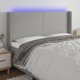 vidaXL Zaglowek do lozkaw z LED, jasnoszary, 183x16x118/128 cm, tkanina
