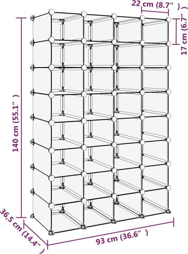 vidaXL vidaXL Stojak na buty, przezroczysty, 93x36,5x140 cm, PP
