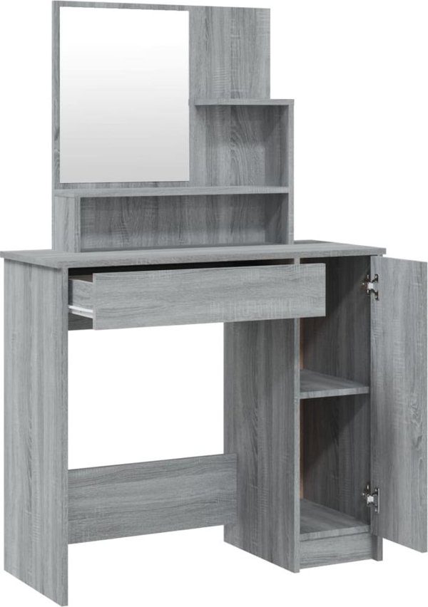 vidaXL Σετ με Τοαλέτα, γκρι ντεκόρ Sonoma Δρυς, 86,5 x 35 x 136 cm