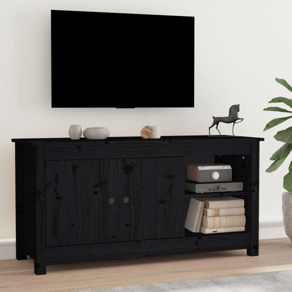 vidaXL Szafka pod telewizor, czarna, 103x36,5x52 cm, drewno sosnowe