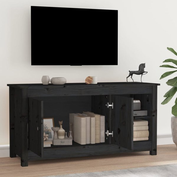 vidaXL Szafka pod telewizor, czarna, 103x36,5x52 cm, drewno sosnowe