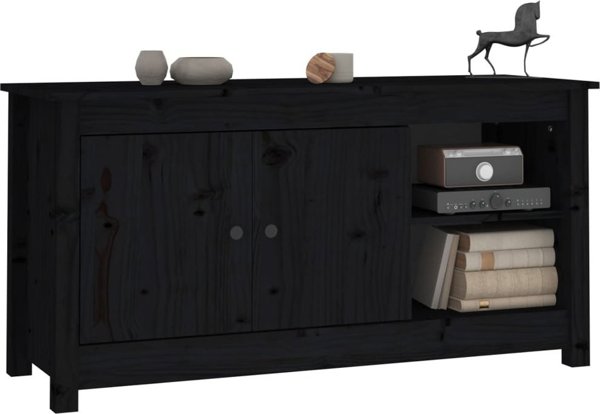 vidaXL Szafka pod telewizor, czarna, 103x36,5x52 cm, drewno sosnowe