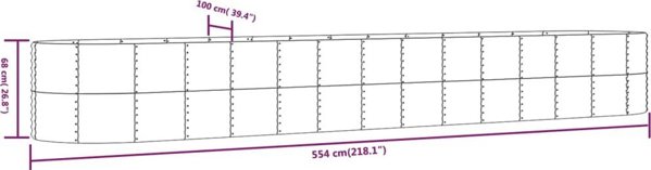 vidaXL vidaXL Donica ogrodowa, srebrna, 554x100x68 cm malowana proszkowo stal