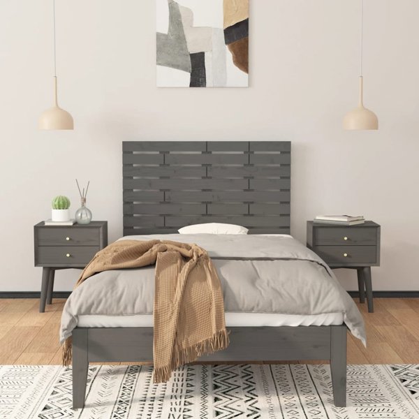 vidaXL Κεφαλάρι κρεβατιού, γκρι, 96x3x63 εκ, μασίφ ξύλο πεύκου
