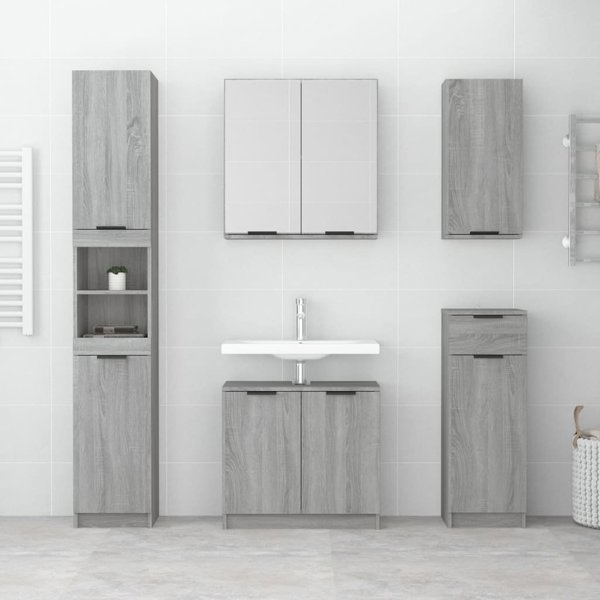 vidaXL Κρεμαστή Ντουλάπα Μπάνιου, Sonoma Γκρι Δρυς, 32x20x67 εκ.