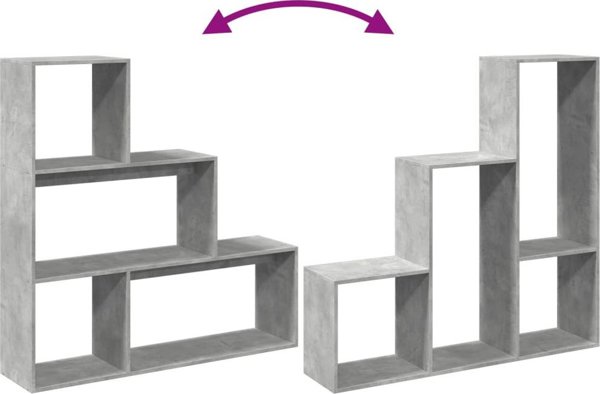 vidaXL Ράφι διαχωριστικό 3 επίπεδα γκρι μπετόν 123x29x123 εκ.