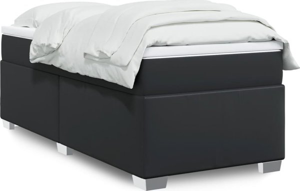 vidaXL Lozko kontynentalne z materacem czarne ekoskora 80x200 cm