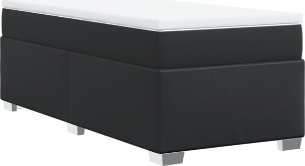 vidaXL Lozko kontynentalne z materacem czarne ekoskora 80x200 cm