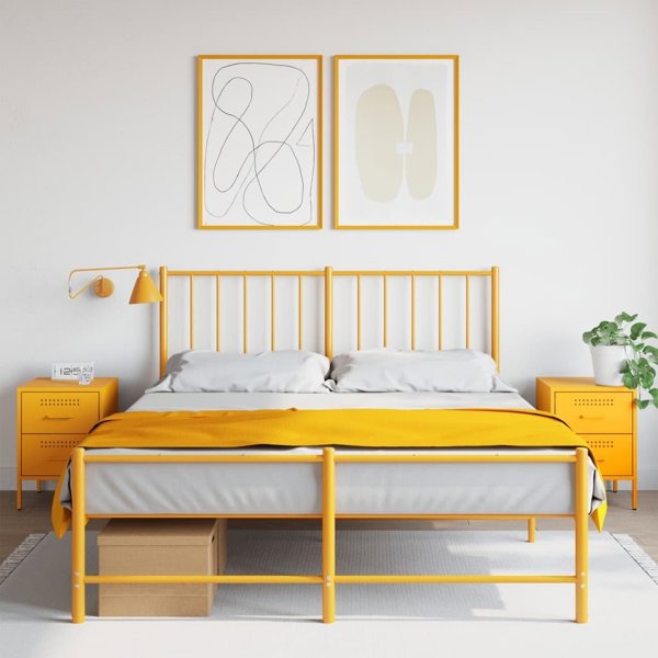 vidaXL Szafki nocne, 2 szt., musztardowe, 36x39x50,5 cm, stal
