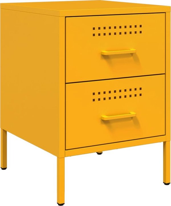 vidaXL Szafki nocne, 2 szt., musztardowe, 36x39x50,5 cm, stal