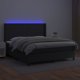 vidaXL Κρεβάτι κοντινεντάλ με στρώμα και LED, μαύρο οικολογικό δέρμα, 160x200cm