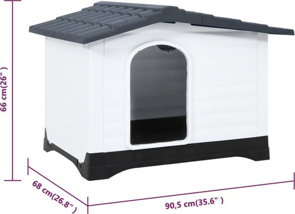 vidaXL vidaXL Buda dla psa, szara, 90,5x68x66 cm, polipropylen